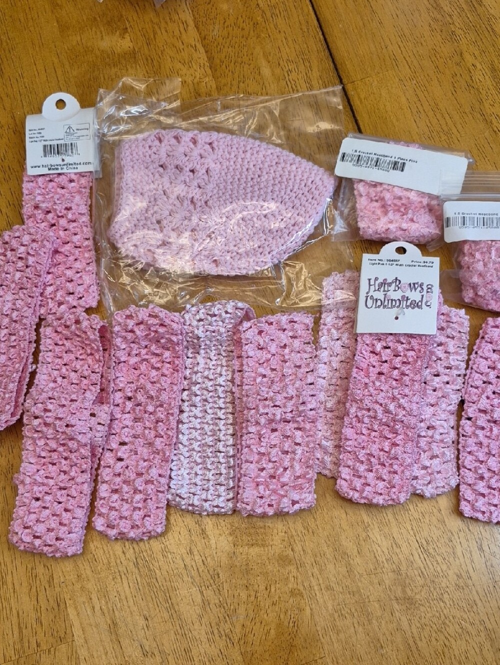 Crafters Pack Pink Crochet Headbands & Baby Crotchet Hat Set Babies Kids 13 PC